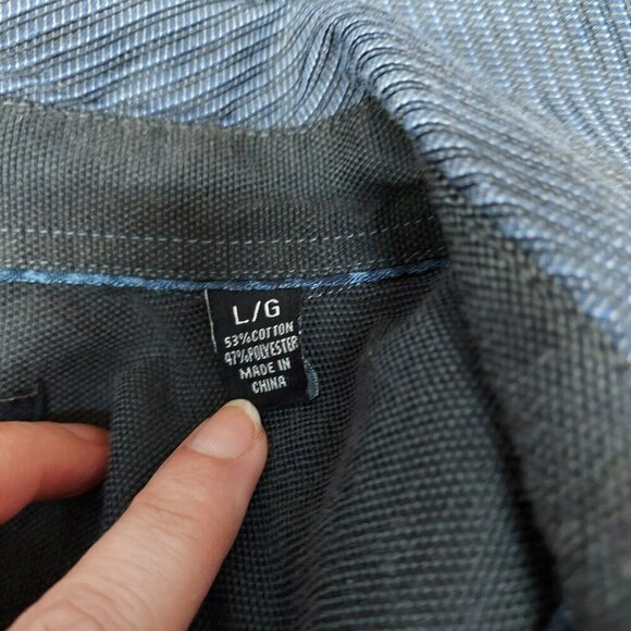 Cultura Mens Button Up Shirt Size Large Black Thick Stitch Blue Stripes - Picture 5 of 5